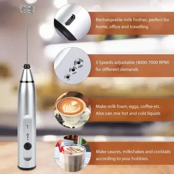 Electric Rechargeable Coffee Egg Beater