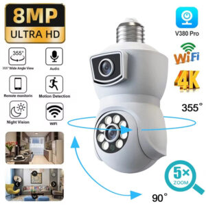 8MP UHD WiFi Bulb Camera Dual Lens