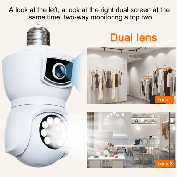 8MP UHD WiFi Bulb Camera Dual Lens